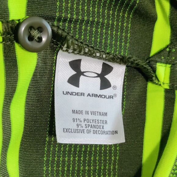 Under Armour Mens Polo Size Large Heat Gear Loose Green Striped Golf Casual NWOT - Picture 11 of 12